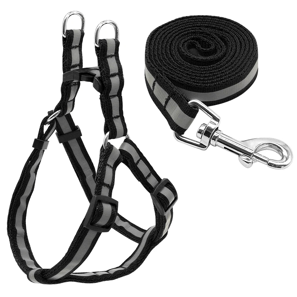 Arnés Reflectante de Nylon para Perros Pequeños y Medianos – Set con Correa, 7 Colores