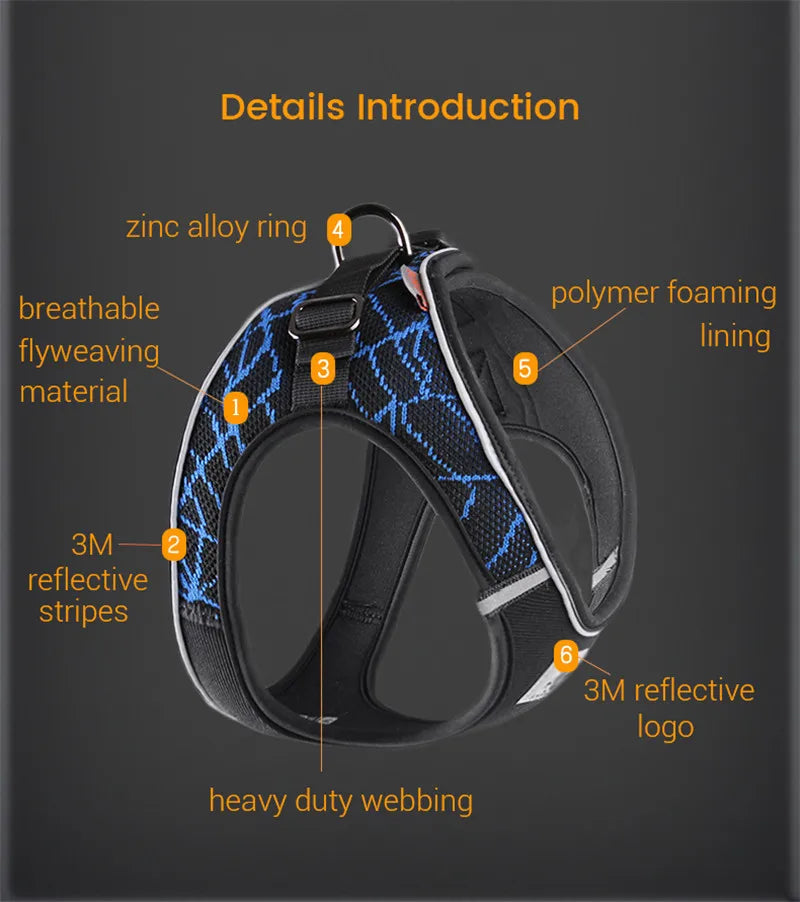 Reflective No-Pull Dog Harness for Small & Medium Dogs — Padded Breathable Vest