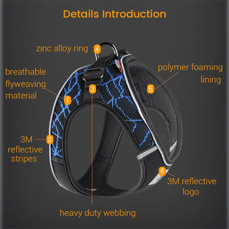 Reflective No-Pull Dog Harness for Small & Medium Dogs — Padded Breathable Vest