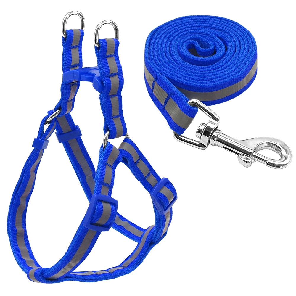 Arnés Reflectante de Nylon para Perros Pequeños y Medianos – Set con Correa, 7 Colores