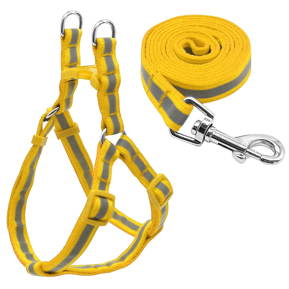 Arnés Reflectante de Nylon para Perros Pequeños y Medianos – Set con Correa, 7 Colores