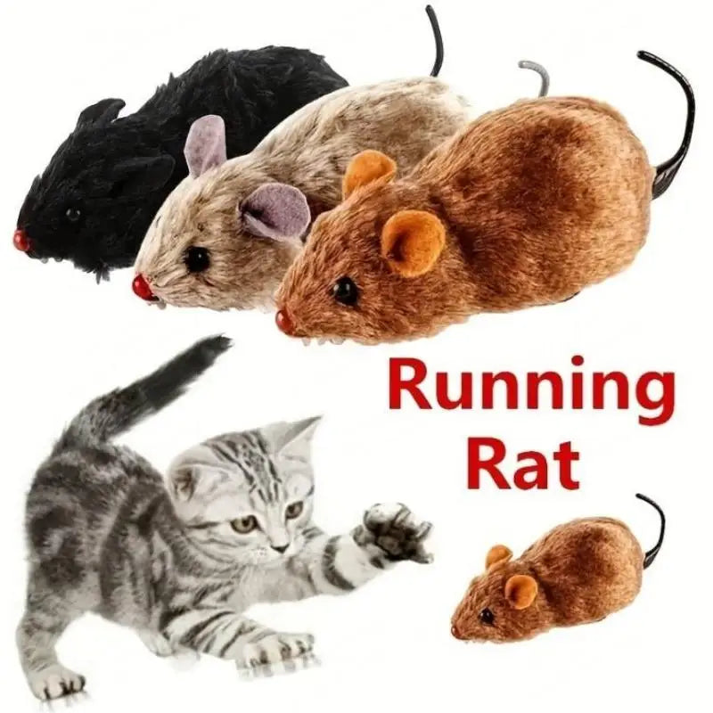 Wind-Up Mouse Cat Toy – Realistic Plush That Runs on Its Own – No Batteries Needed