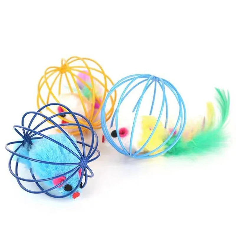 Interactive Mouse in Cage Cat Toy – Colorful & Stimulating