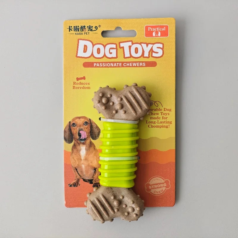 Bone-Shaped Dog Chew Toy – Durable TPR & Wood Powder – All Breeds & Sizes