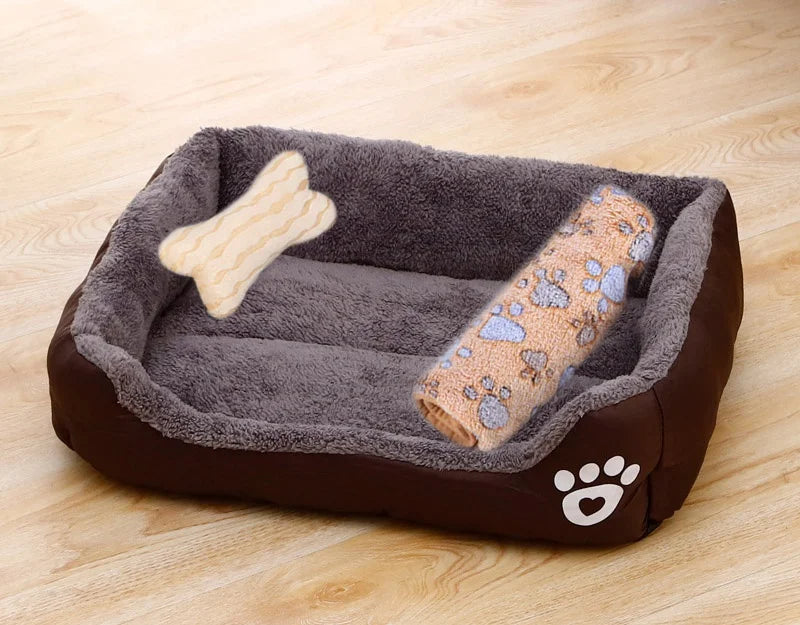 Square Cotton Pet Bed for Dogs & Cats – Warm Nest in Candy Colors