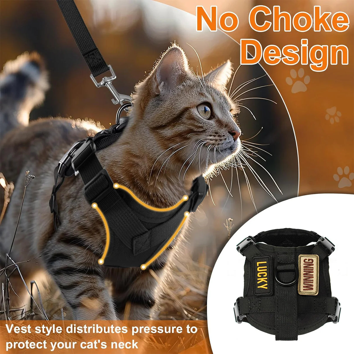 Cat & Dog Harness and Leash Set — Escape-Proof, Reflective & Adjustable