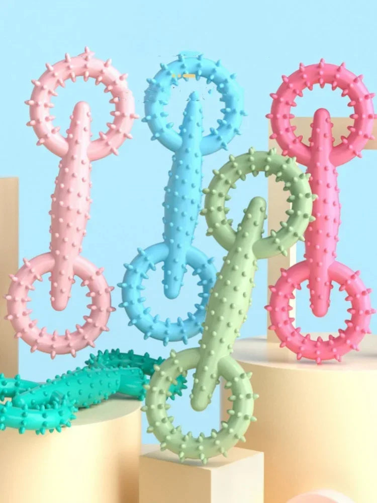 Double Ring Dog Chew Toy – Interactive TPR Rubber for Dental Cleaning & Boredom Relief