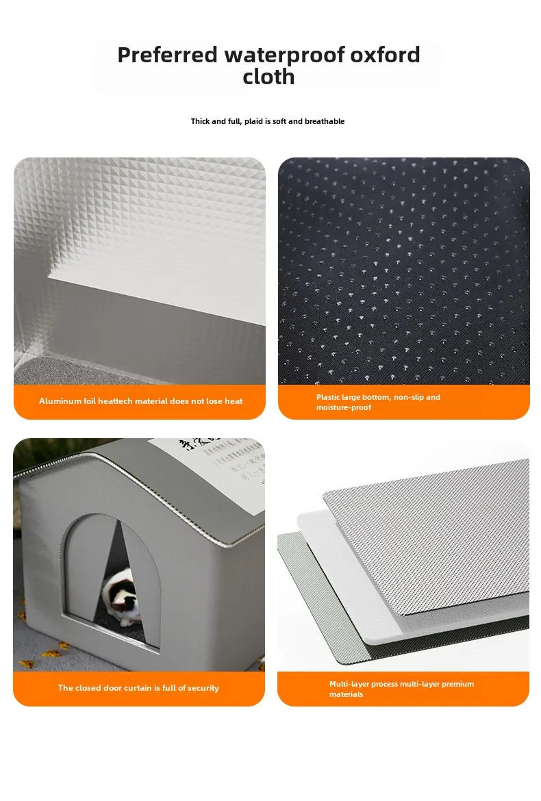 Pet Cave House for Dogs & Cats – Waterproof Foldable Winter Shelter