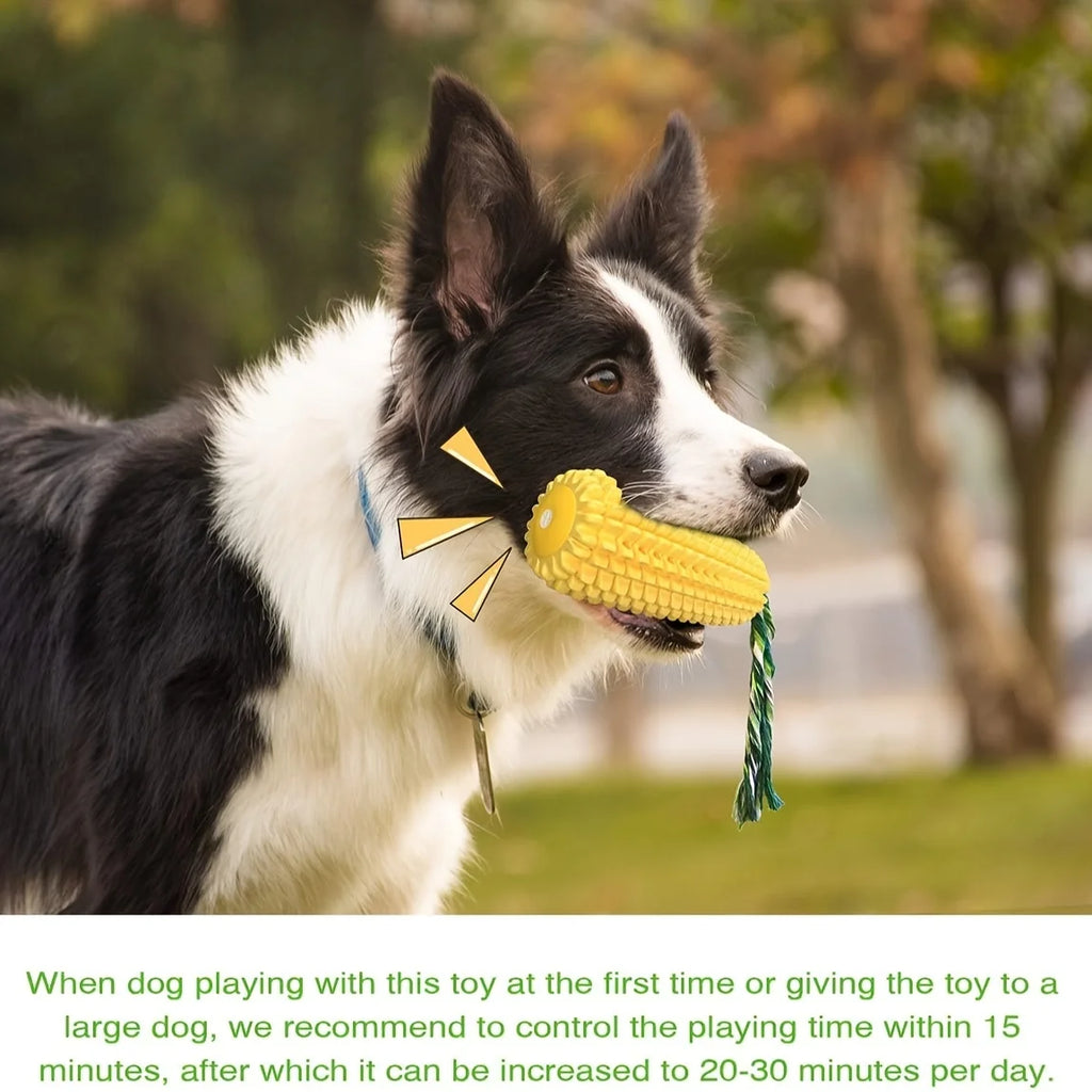 Corn Dog Chew Toy – Durable TPR Rubber, Silent or Squeaky – All Breeds