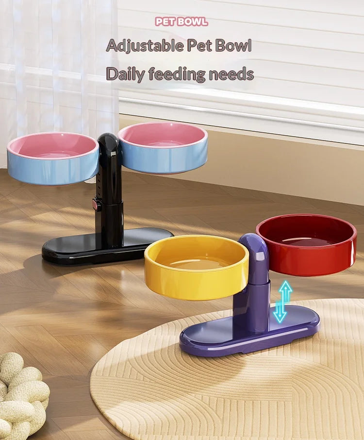 Height-Adjustable Anti-Tip Bowl for Dogs and Cats