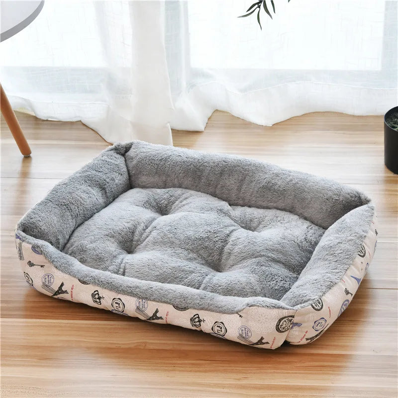 Square Cotton Pet Bed for Dogs & Cats – Warm Nest in Candy Colors