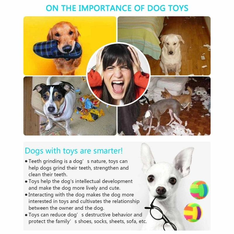 Squeaky Glowing Dog Chew Ball – Light-Up Rubber Toy for Dental Cleaning & Play