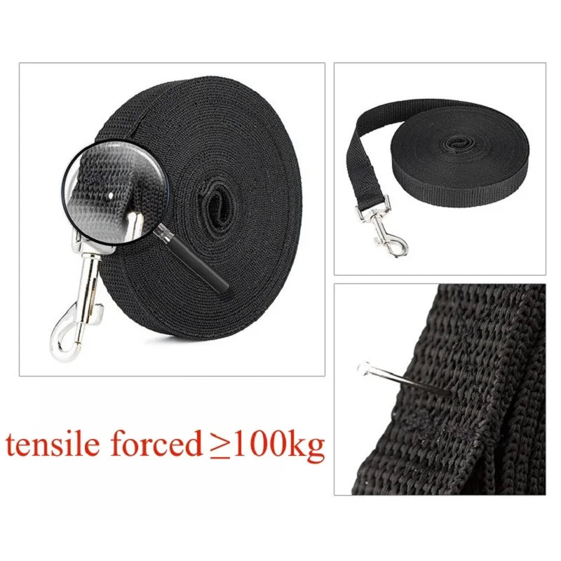 Long Training Dog Leash — Reflective Nylon, 6 Colors, 1.2m to 30m