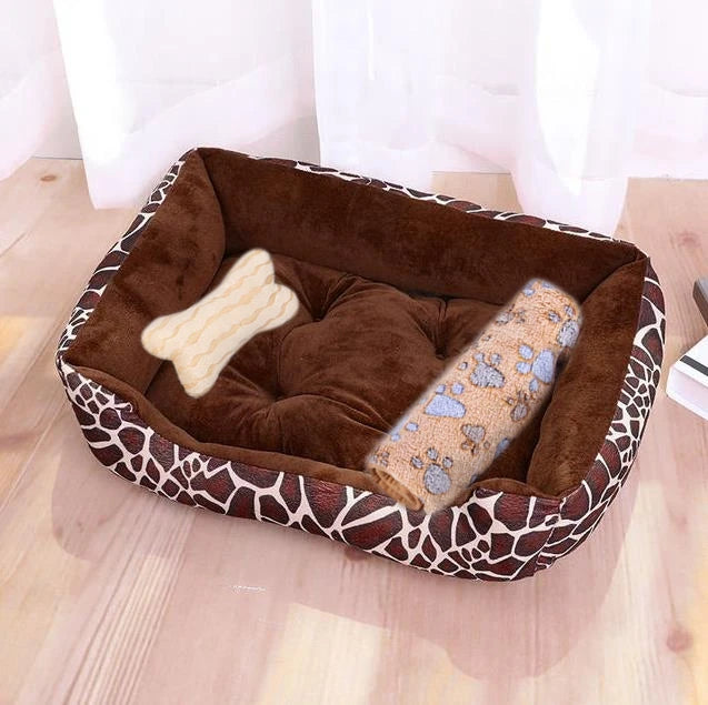 Square Cotton Pet Bed for Dogs & Cats – Warm Nest in Candy Colors