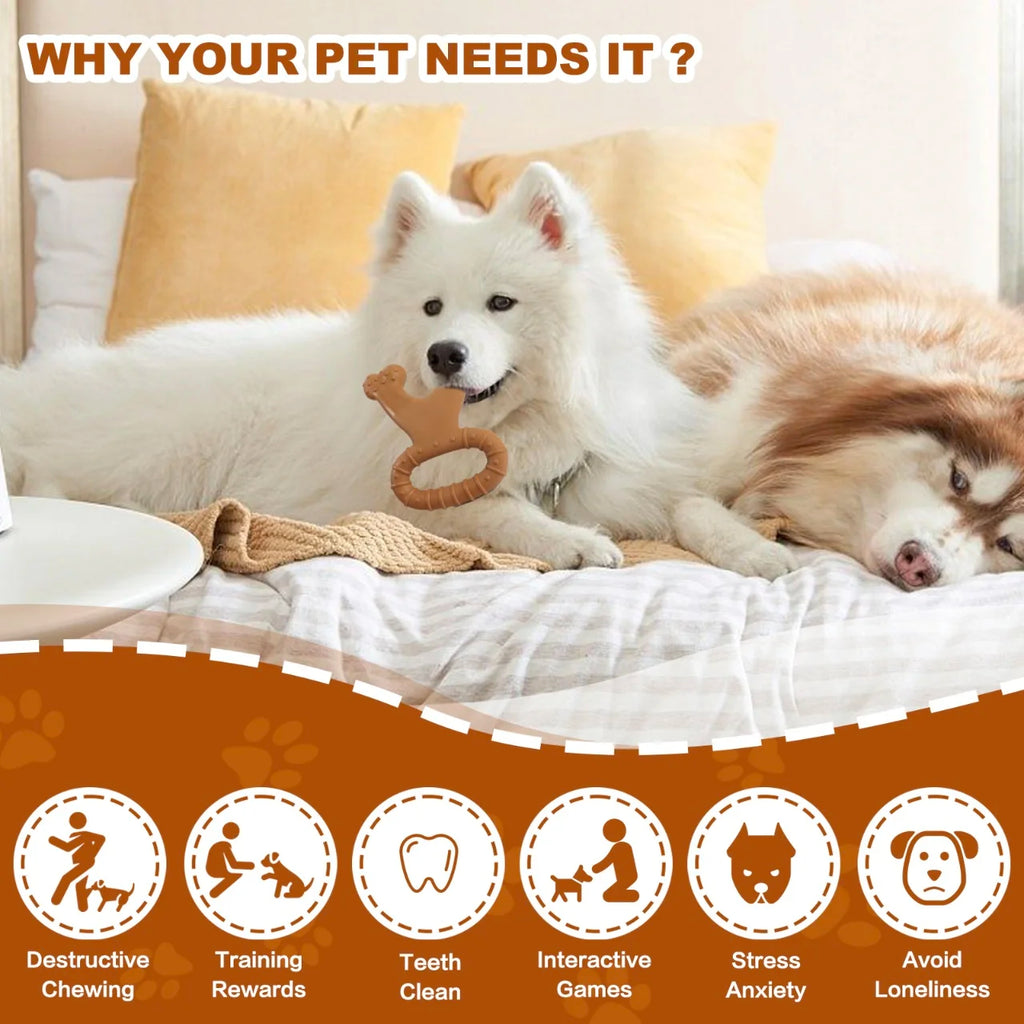 Bone-Shaped Dog Chew Toy – Dual-Sided Dental Cleaning with Beef Flavor