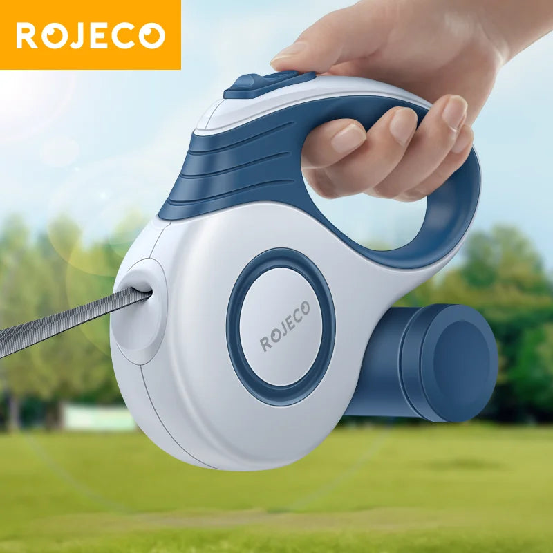 ROJECO Retractable Dog & Cat Leash — 3M/5M, Durable Nylon, for Walking & Hiking