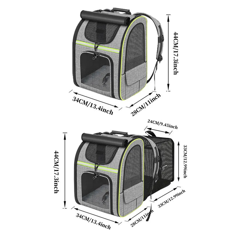 Expandable Pet Carrier Backpack for Cats & Small Dogs – Portable Travel Bag