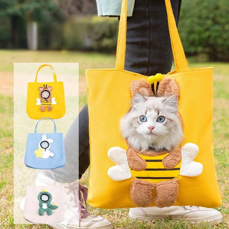 Canvas Tote Carrier Bag for Cats & Small Dogs – Breathable & Stylish