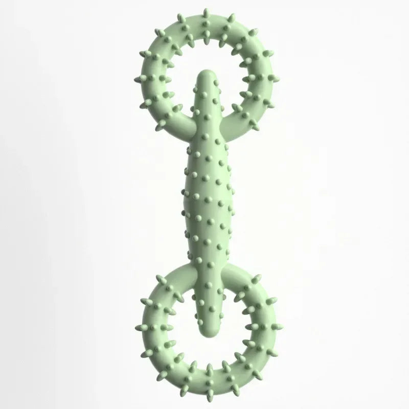 Double Ring Dog Chew Toy – Interactive TPR Rubber for Dental Cleaning & Boredom Relief