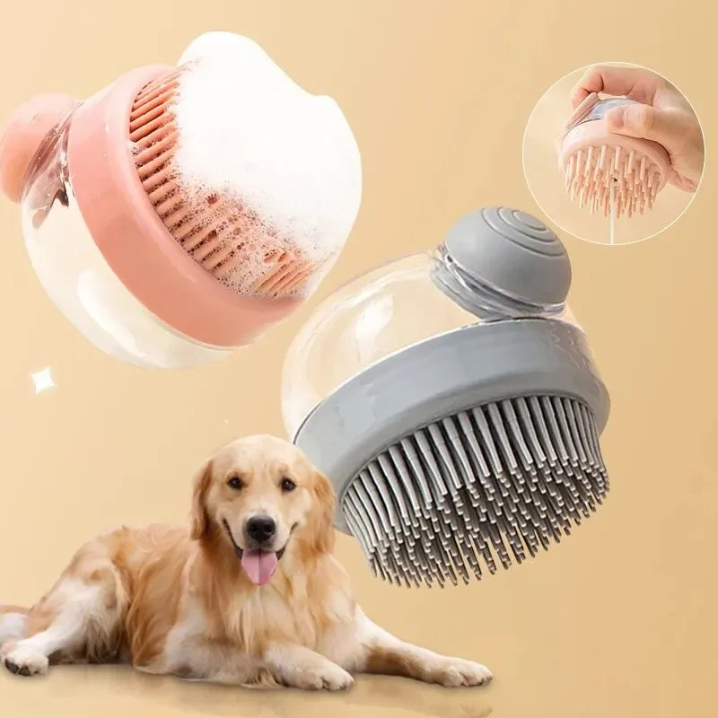 Bath Brush with Shampoo Dispenser for Dogs and Cats – Massage & Deep Cleaning