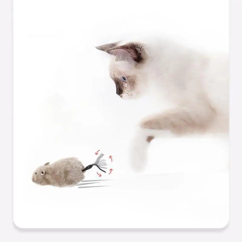 Wind-Up Mouse Cat Toy – Realistic Plush That Runs on Its Own – No Batteries Needed