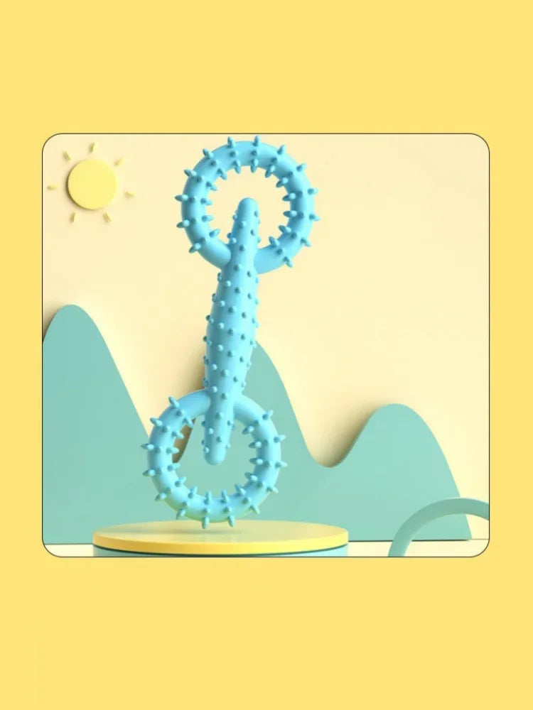 Double Ring Dog Chew Toy – Interactive TPR Rubber for Dental Cleaning & Boredom Relief