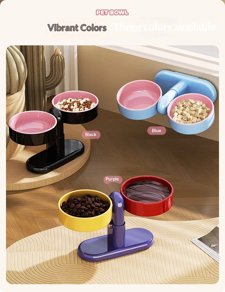 Height-Adjustable Anti-Tip Bowl for Dogs and Cats