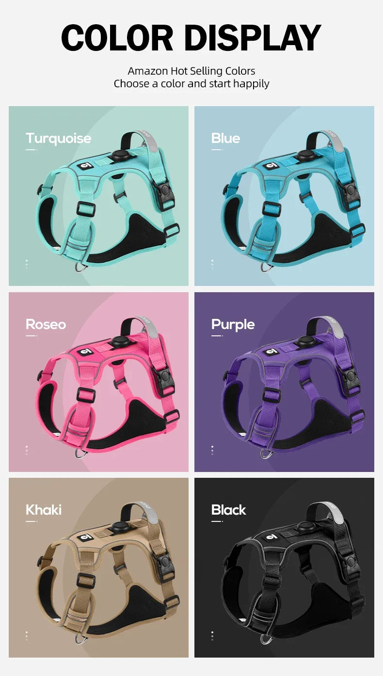 No-Pull Dog Harness for Large Dogs — Reflective, GPS-Compatible & Escape-Proof