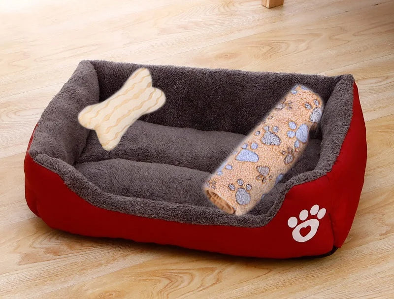 Square Cotton Pet Bed for Dogs & Cats – Warm Nest in Candy Colors