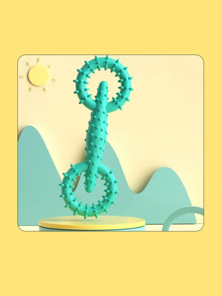 Double Ring Dog Chew Toy – Interactive TPR Rubber for Dental Cleaning & Boredom Relief