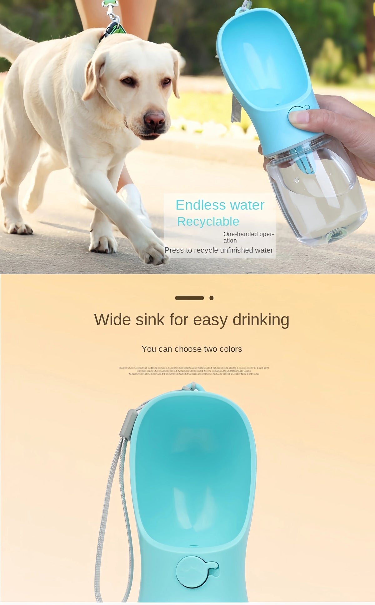 2-in-1 Portable Water Bottle with Food Storage for Dogs & Cats – Travel & Walks