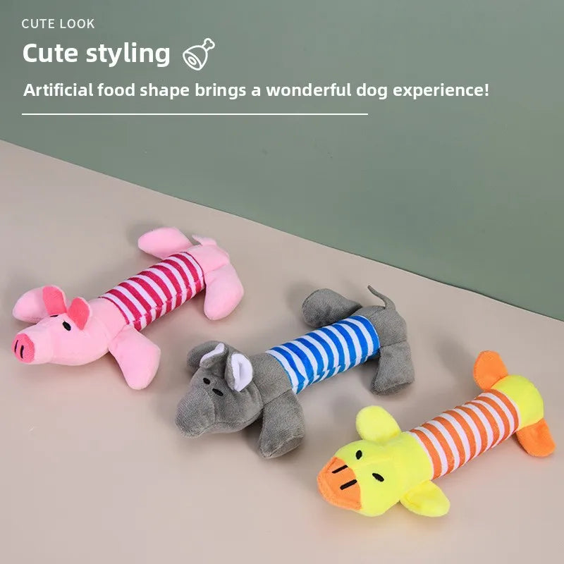 Juguetes de Peluche con Sonido para Perros y Gatos - Cerdo, Pato y Elefante