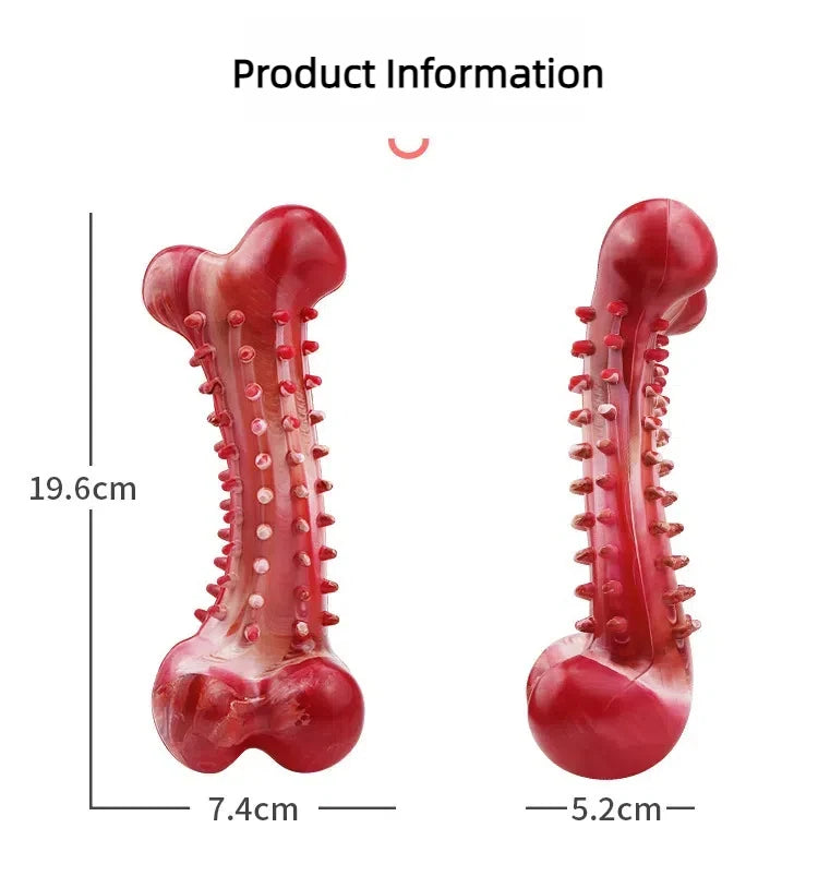 Tough Chew Toy for Large Dogs – Natural Rubber Bone with Beef Flavor & Dental Cleaning