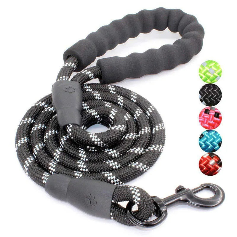 Reflective Dog Leash with Padded Handle — Durable Nylon, 7 Colors, 3 Lengths