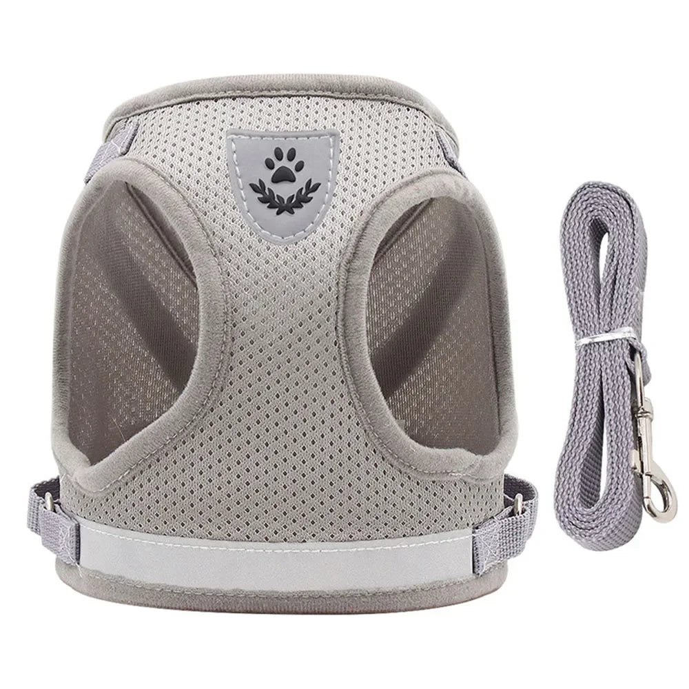 Escape-Proof Cat Harness — Reflective Mesh Vest with Leash, Adjustable