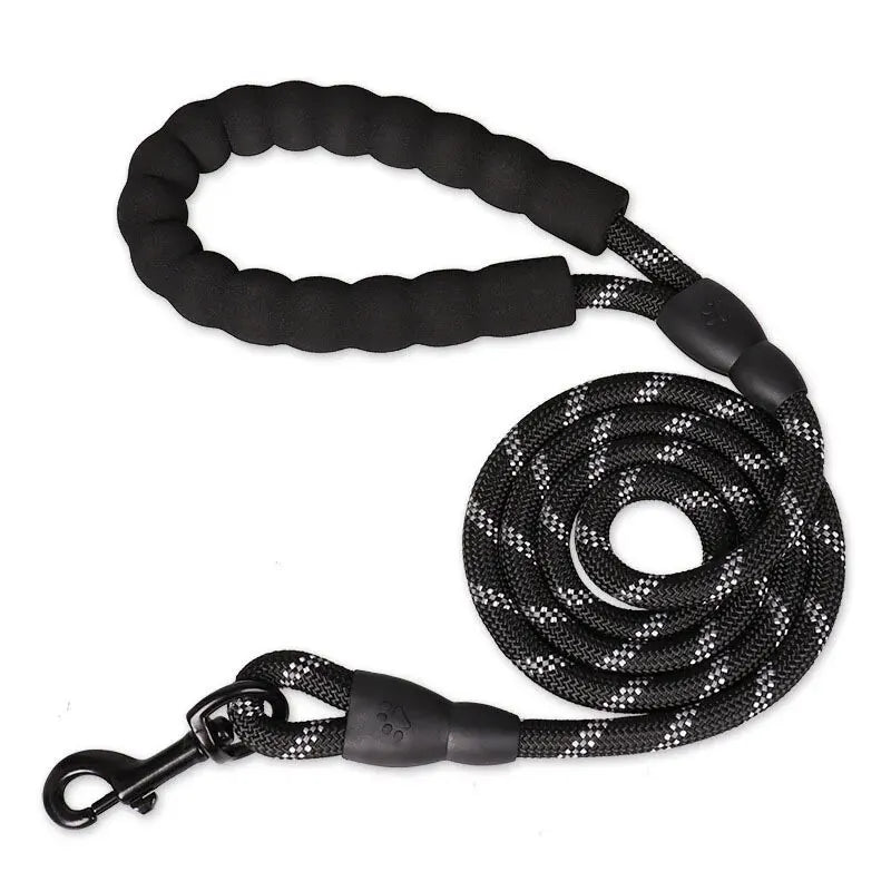 Reflective Dog Leash with Padded Handle — Durable Nylon, 7 Colors, 3 Lengths