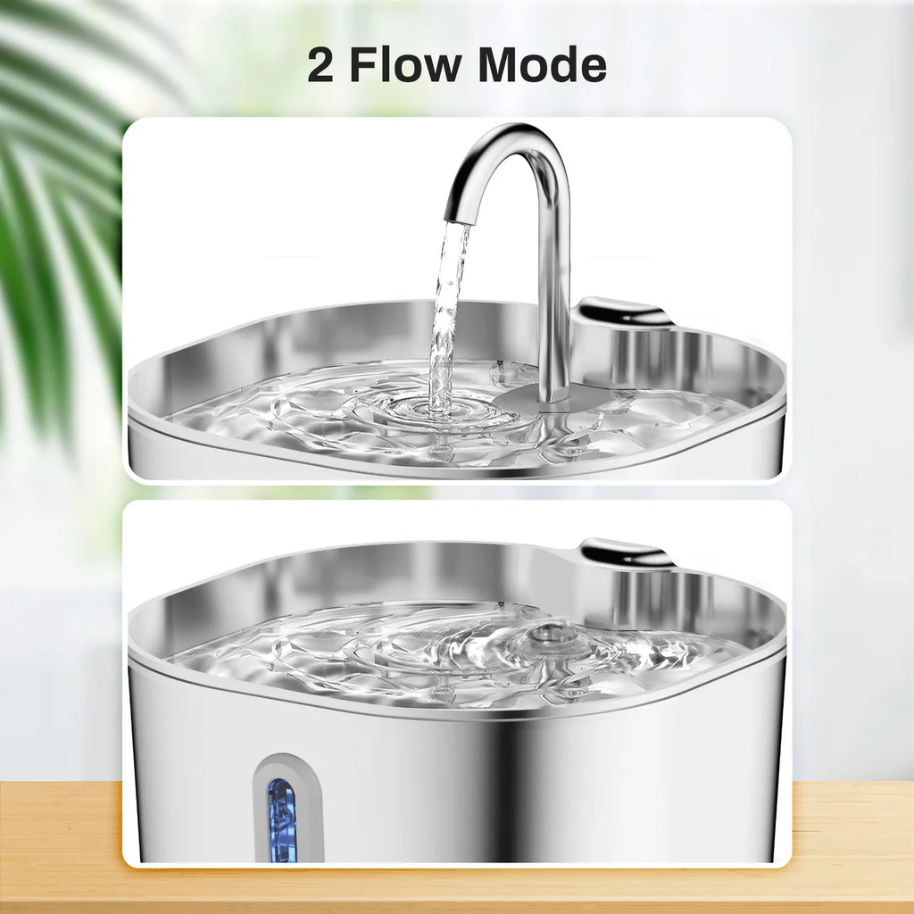 ZYFeeder 2.2L Automatic Pet Water Fountain – Stainless Steel with Sensor & Filters