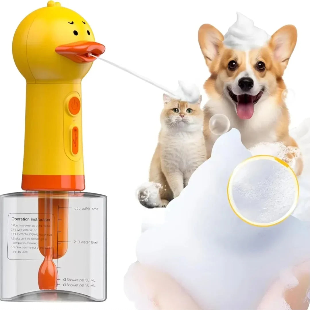 Automatic Pet Foam Dispenser – Duck-Shaped, USB Rechargeable, Bath Grooming Tool