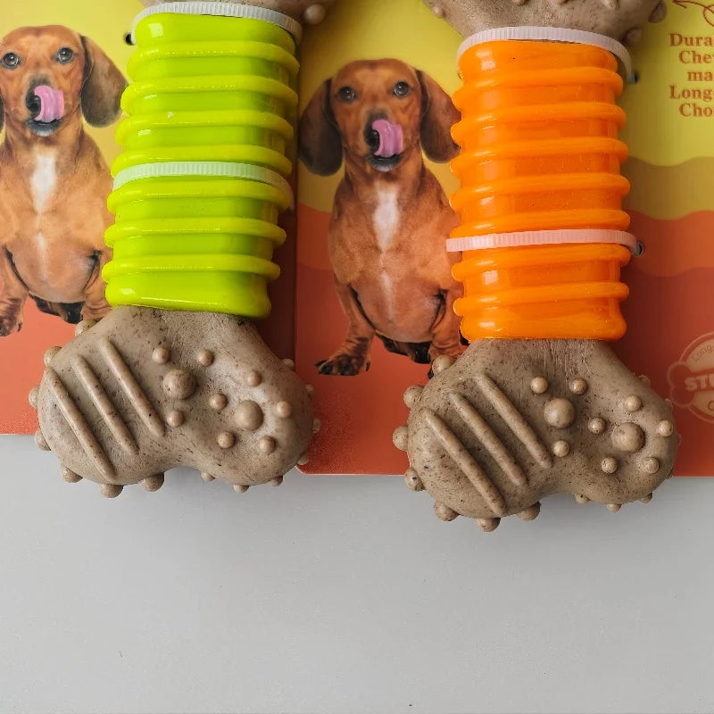 Bone-Shaped Dog Chew Toy – Durable TPR & Wood Powder – All Breeds & Sizes