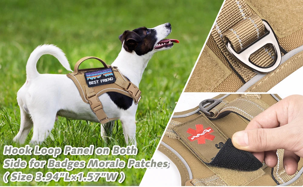 Tactical Military Dog Harness — with Handle, Reflective & Patches Included