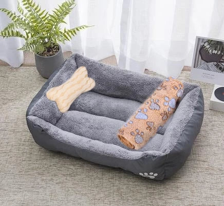 Square Cotton Pet Bed for Dogs & Cats – Warm Nest in Candy Colors