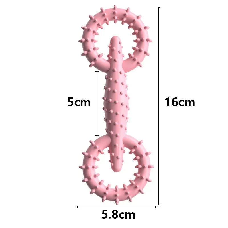 Double Ring Dog Chew Toy – Interactive TPR Rubber for Dental Cleaning & Boredom Relief
