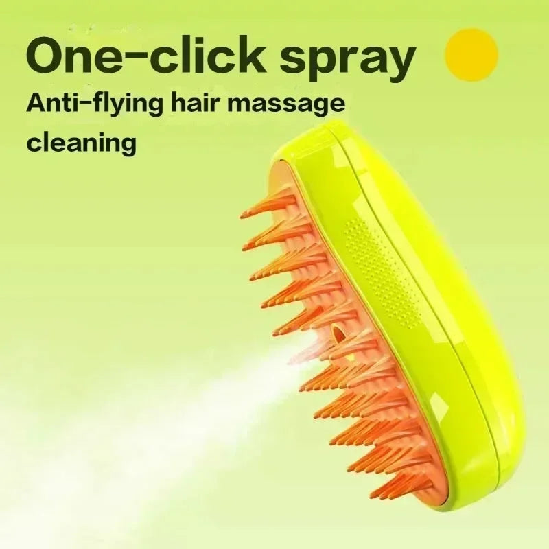 3-in-1 Steam Brush for Cats & Dogs – Grooming, Massage & Steamer