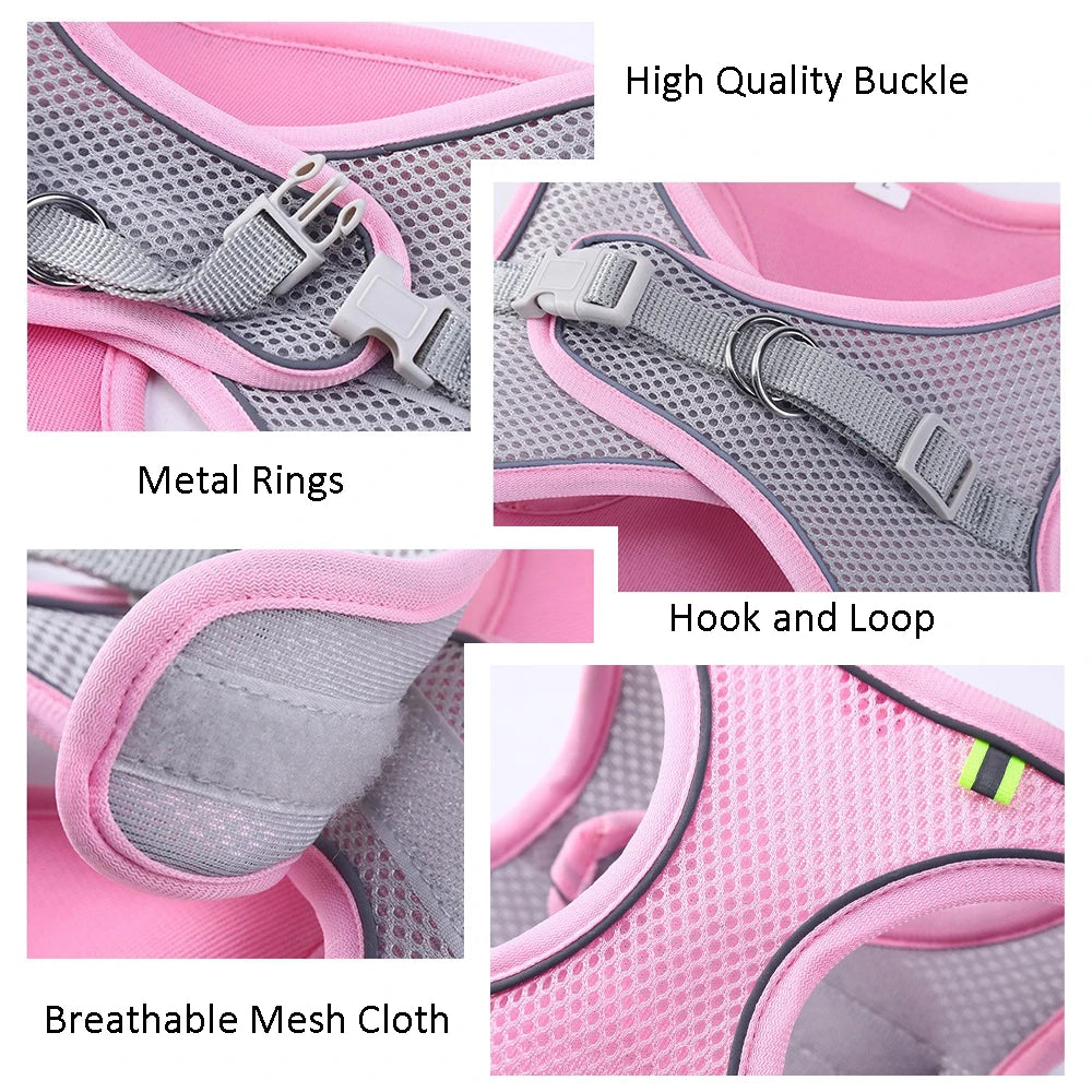 Reflective Adjustable Harness for Dogs & Cats — Vest with Leash for Walking