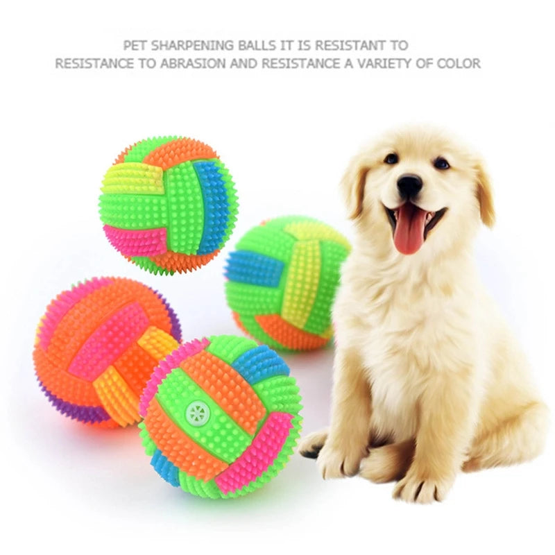 Squeaky Glowing Dog Chew Ball – Light-Up Rubber Toy for Dental Cleaning & Play
