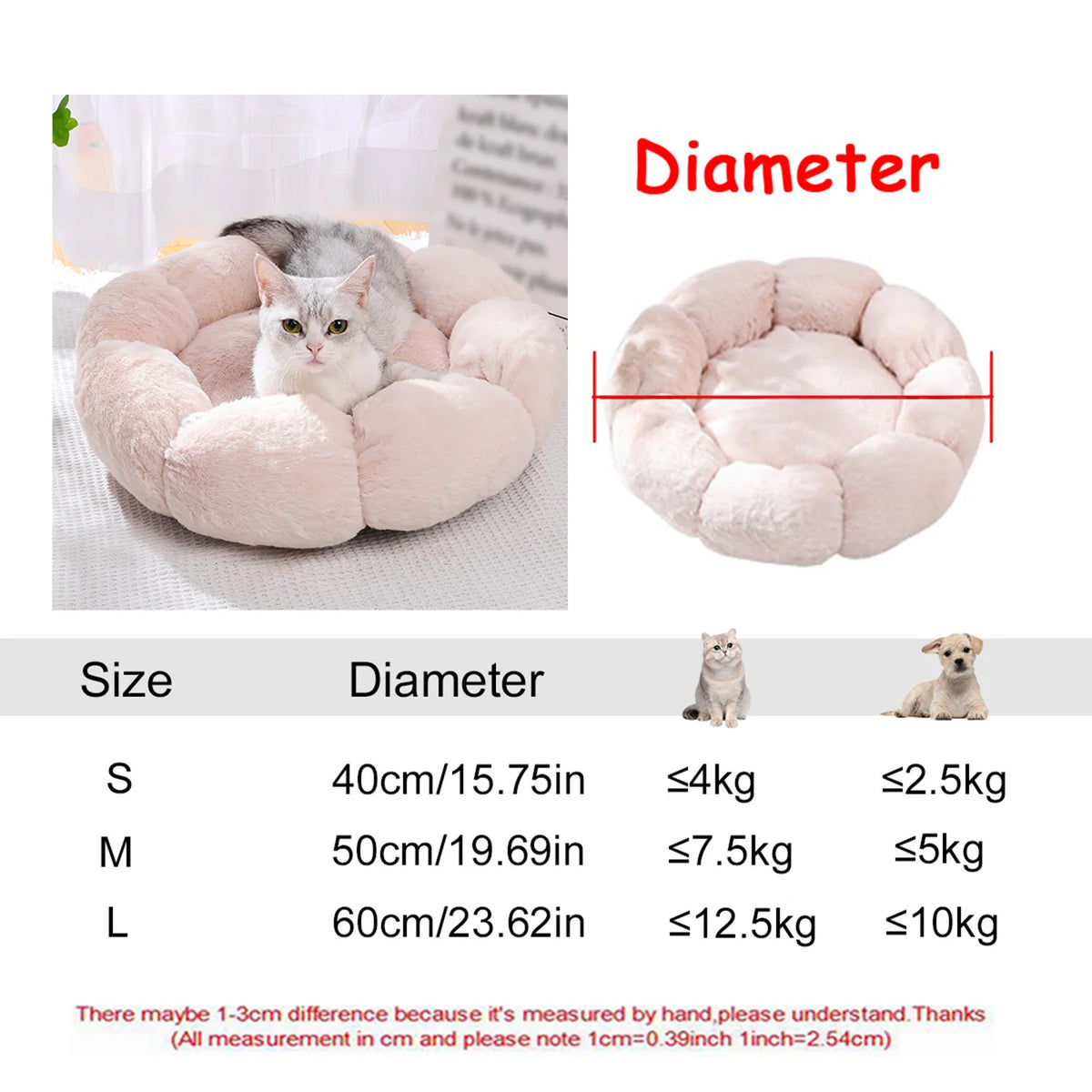 Luxury Round Pet Bed for Dogs & Cats – Ultra Soft & Warm