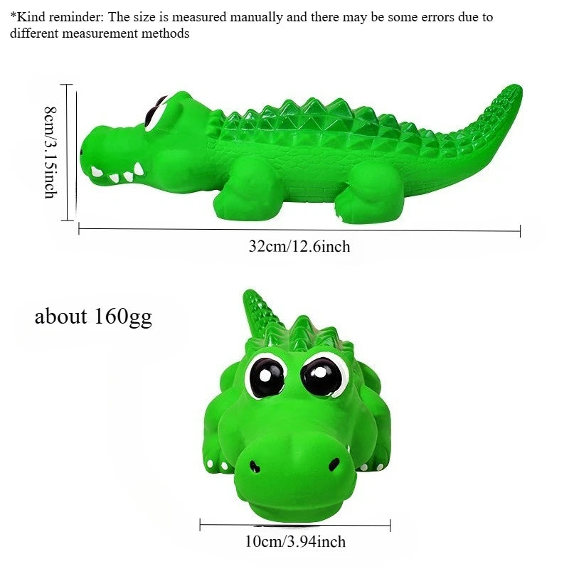 Crocodile Squeaky Dog Chew Toy – Durable Latex for Aggressive Chewers – All Breeds