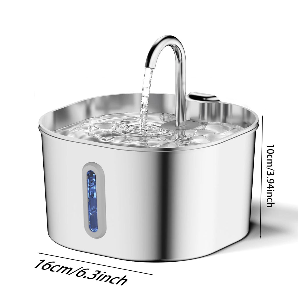 ZYFeeder 2.2L Automatic Pet Water Fountain – Stainless Steel with Sensor & Filters