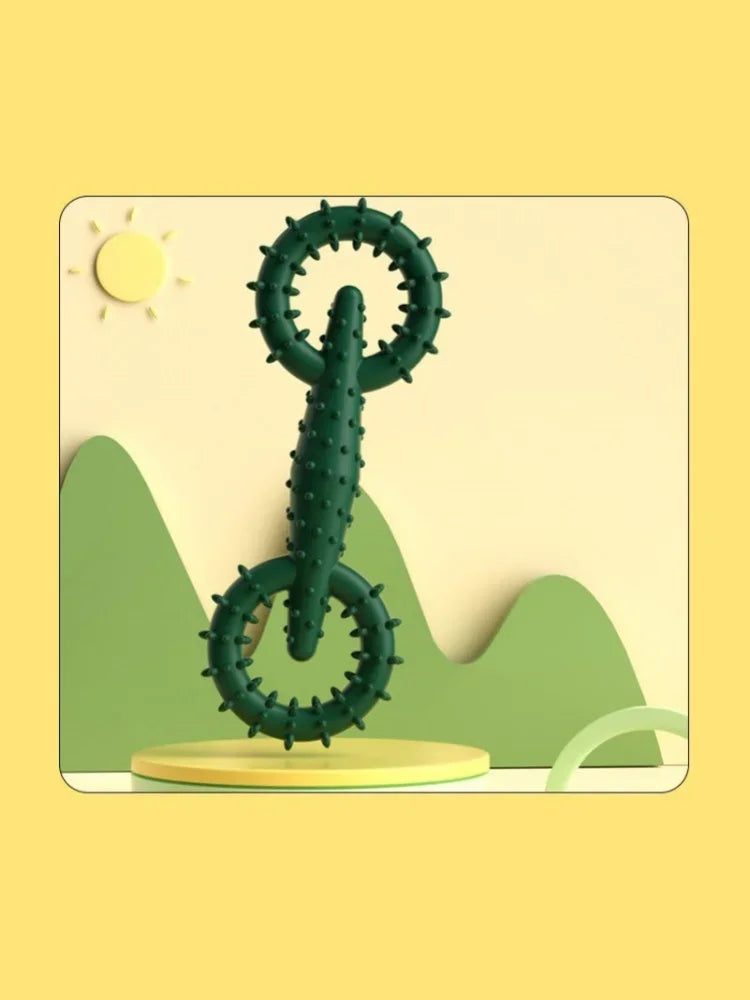Double Ring Dog Chew Toy – Interactive TPR Rubber for Dental Cleaning & Boredom Relief