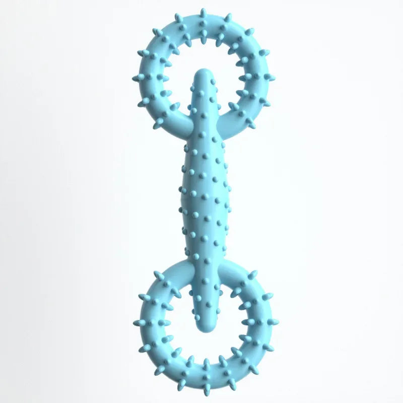 Double Ring Dog Chew Toy – Interactive TPR Rubber for Dental Cleaning & Boredom Relief